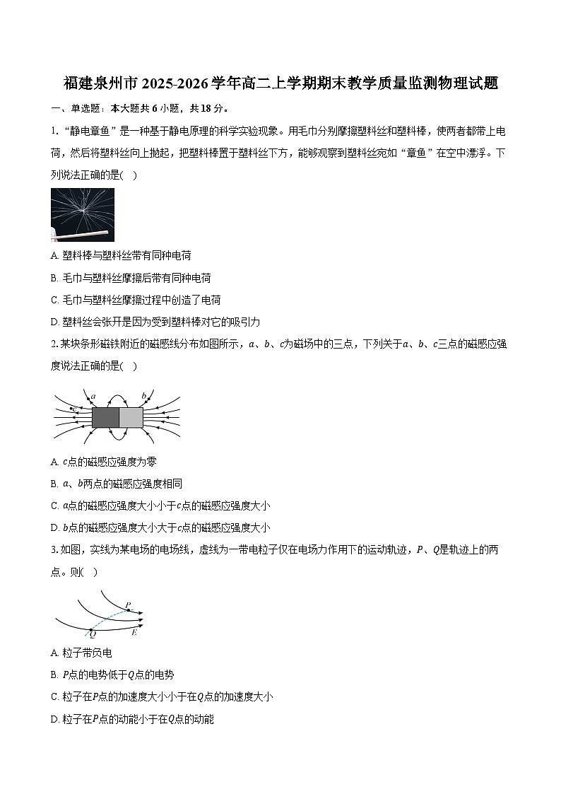 福建泉州市2025-2026学年高二上学期期末教学质量监测物理试卷（含答案）第1页