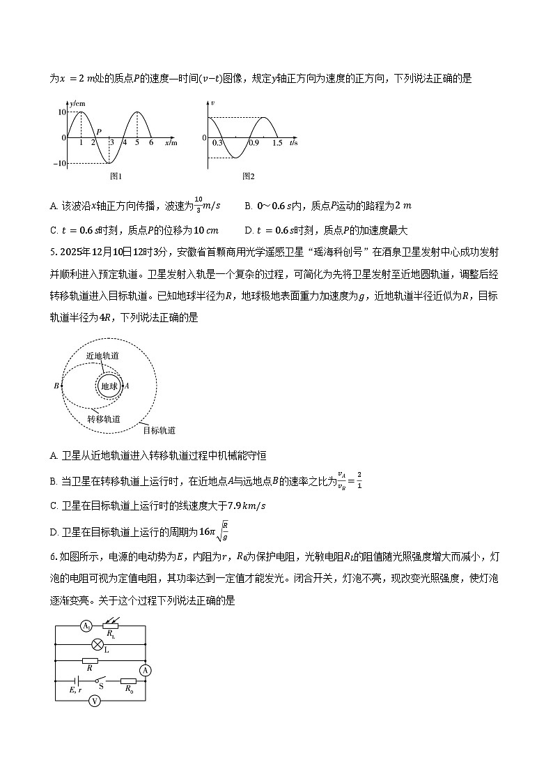 安徽亳州市普通高中2025-2026学年度第一学期高三期末质量检测物理试卷（含答案）第2页