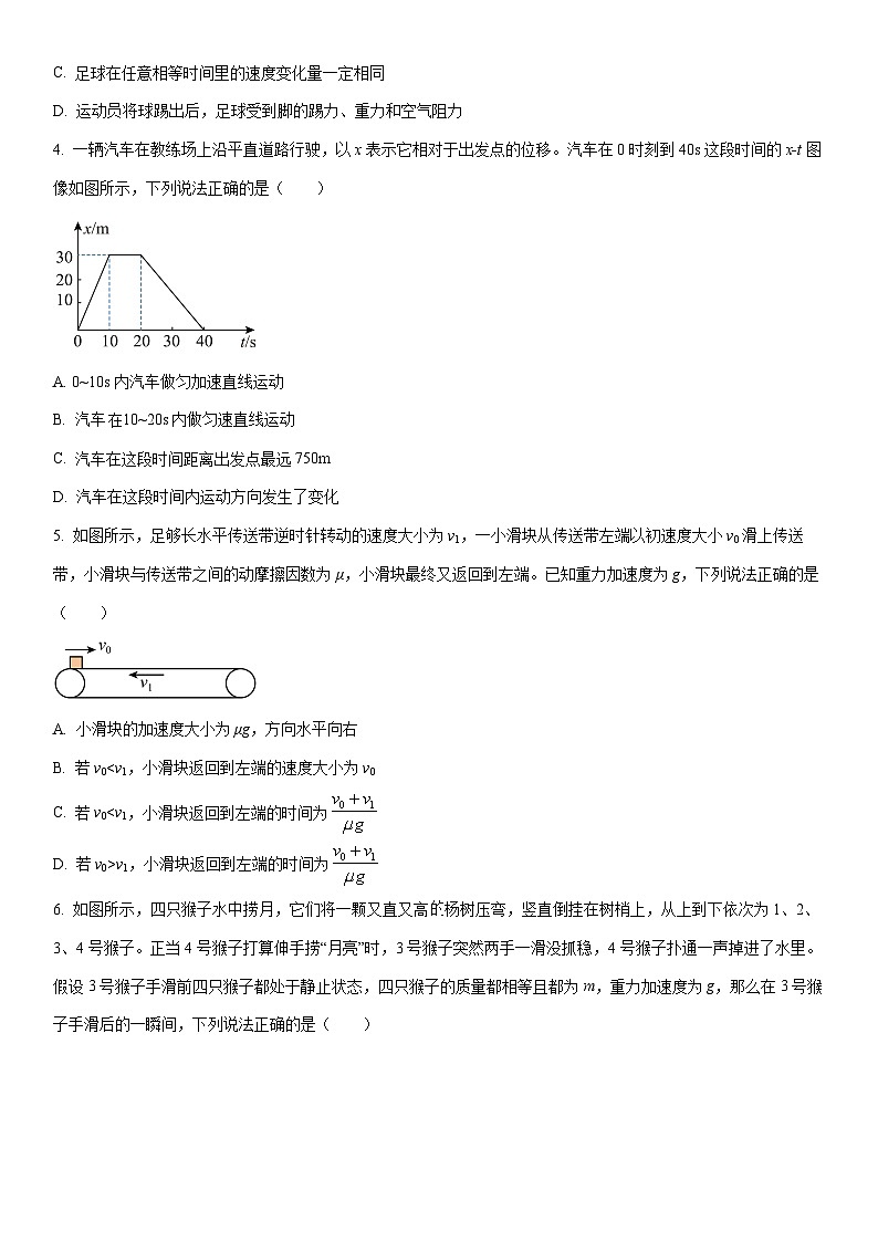 2025-2026学年湖南永州市高一上学期期末物理试卷（学生版）第2页