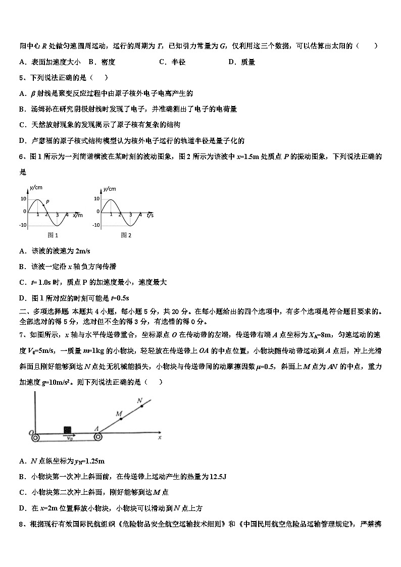 2026届江苏省五校(扬子中学高考物理必刷试卷含解析第2页