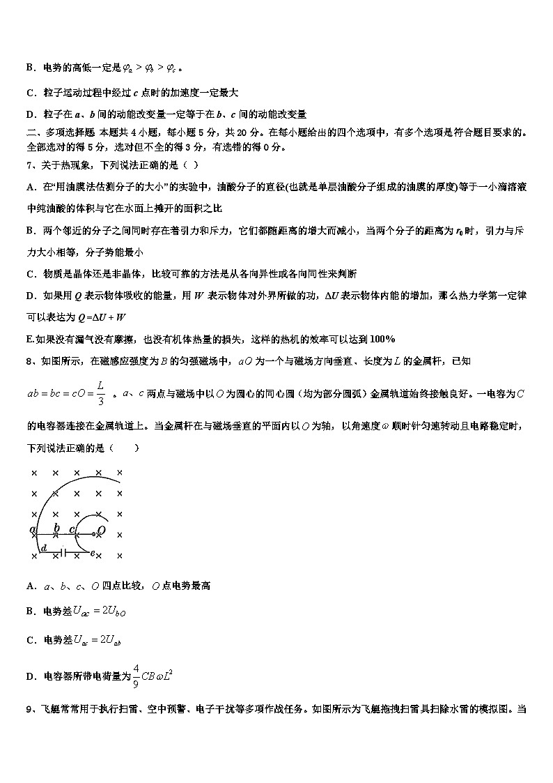 2026届江苏省新海高级中学高考适应性考试物理试卷含解析第3页