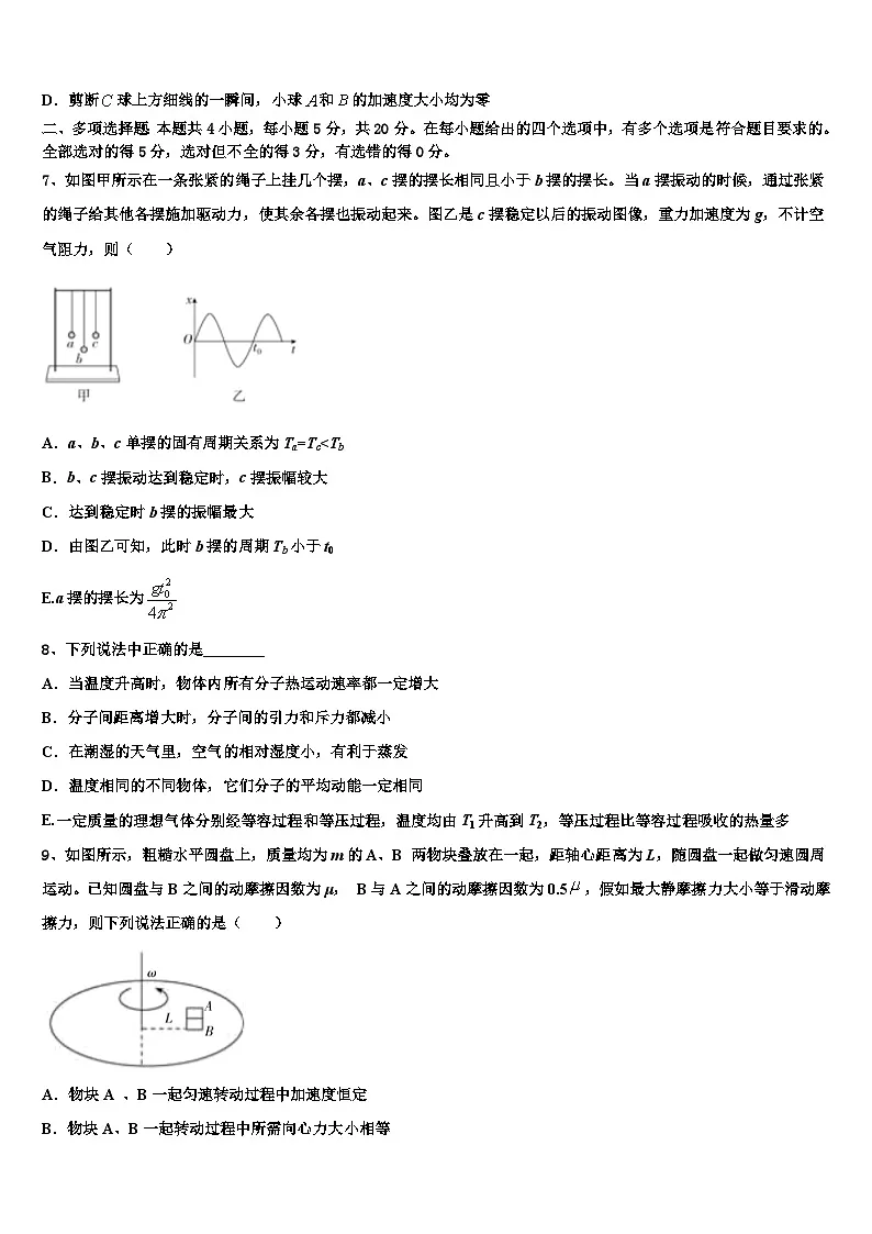 2026届江苏省宿迁市沭阳中学高考仿真卷物理试卷含解析第3页