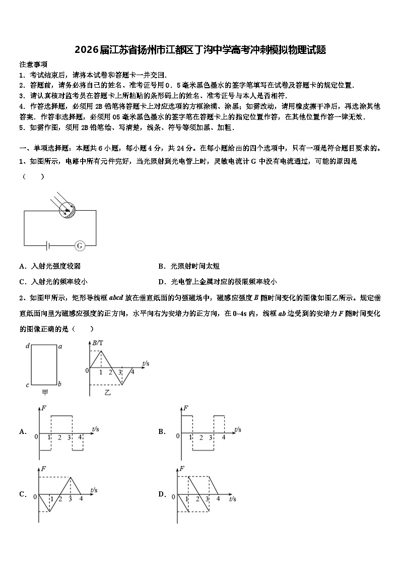 2026届江苏省扬州市江都区丁沟中学高考冲刺模拟物理试题含解析第1页