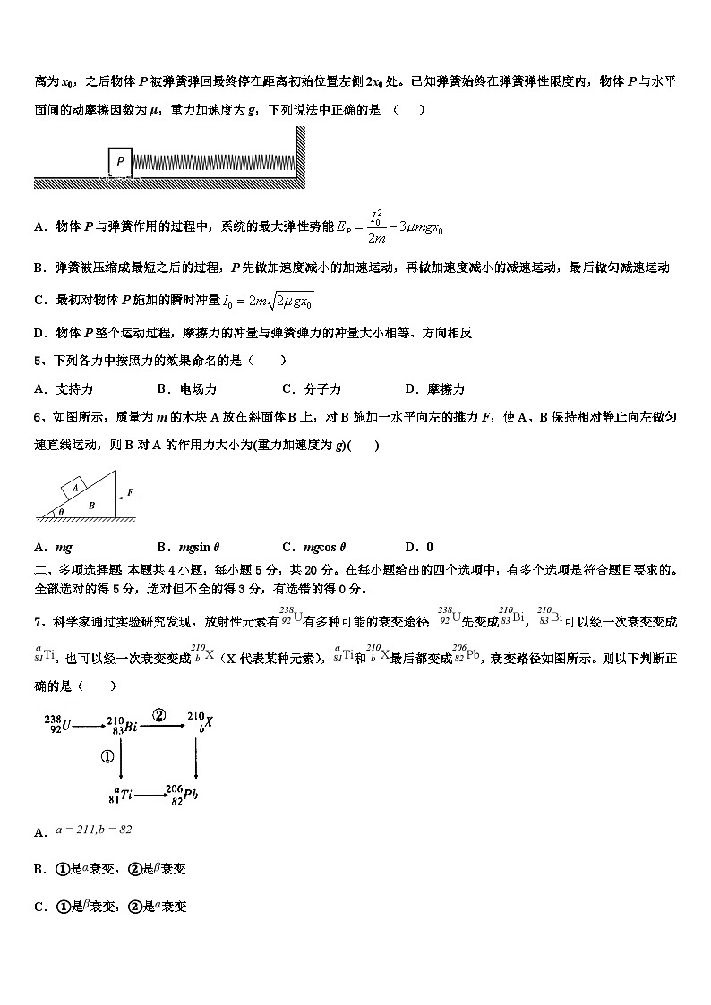 2026届江苏省徐州一中、如皋中学高考物理押题试卷含解析第2页