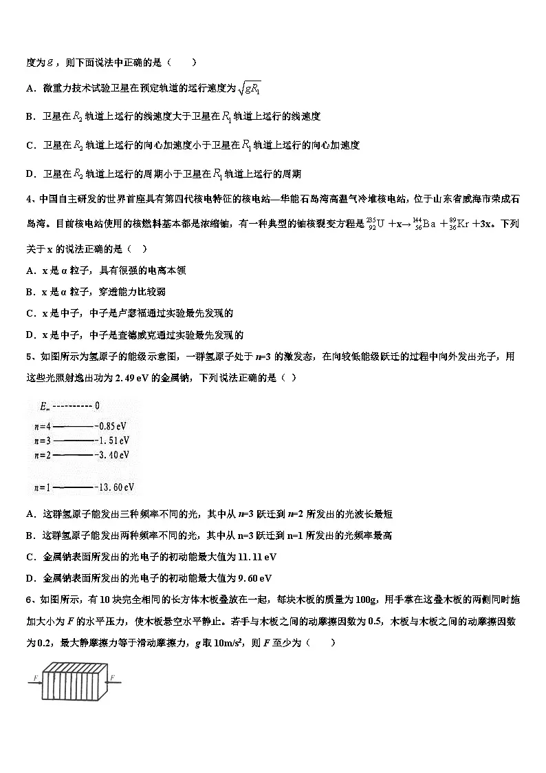 2026届江苏省徐州一中高三3月份第一次模拟考试物理试卷含解析第2页