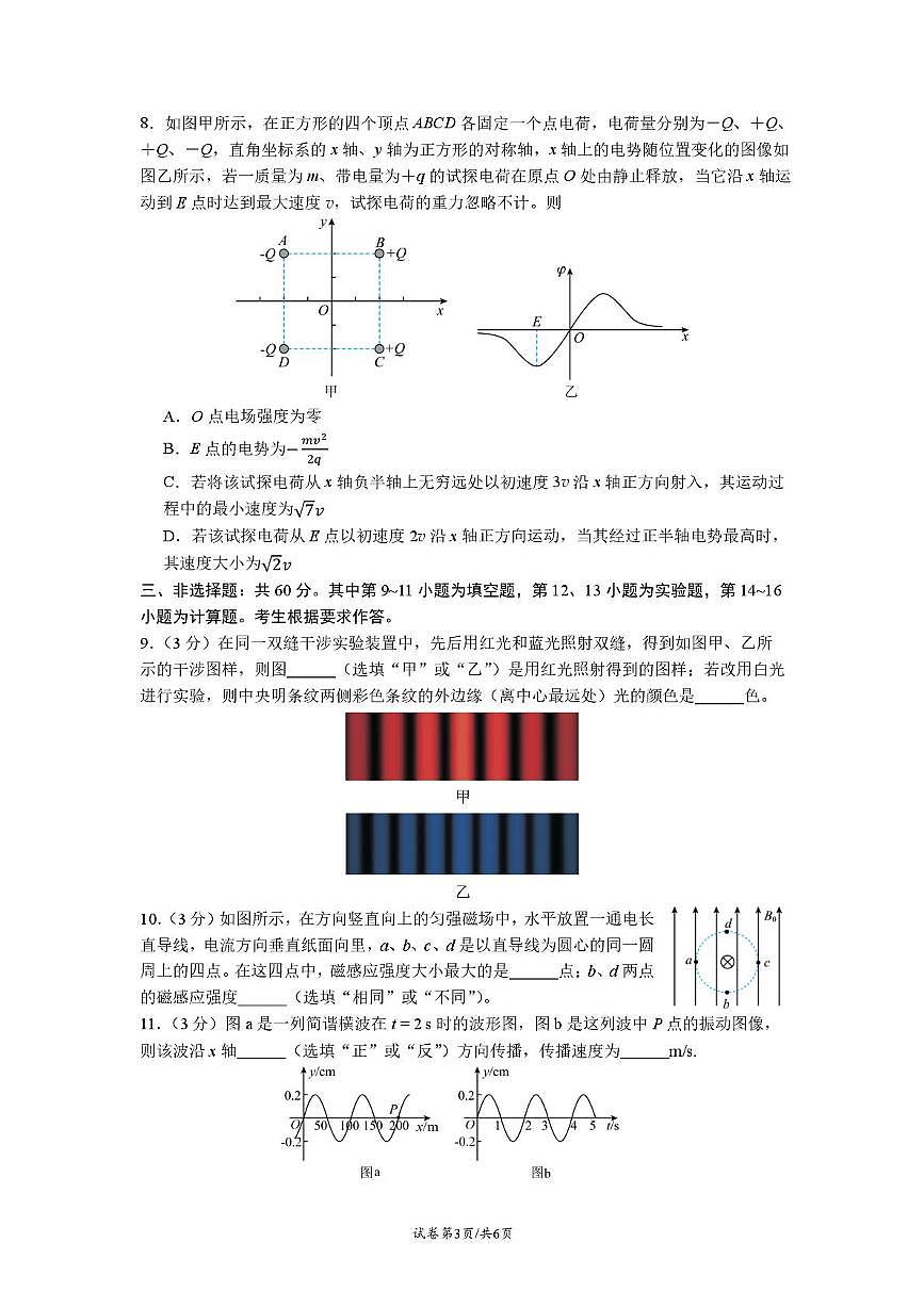 福建省同安第一中学2025-2026学年高二上学期期末考试物理试题第3页