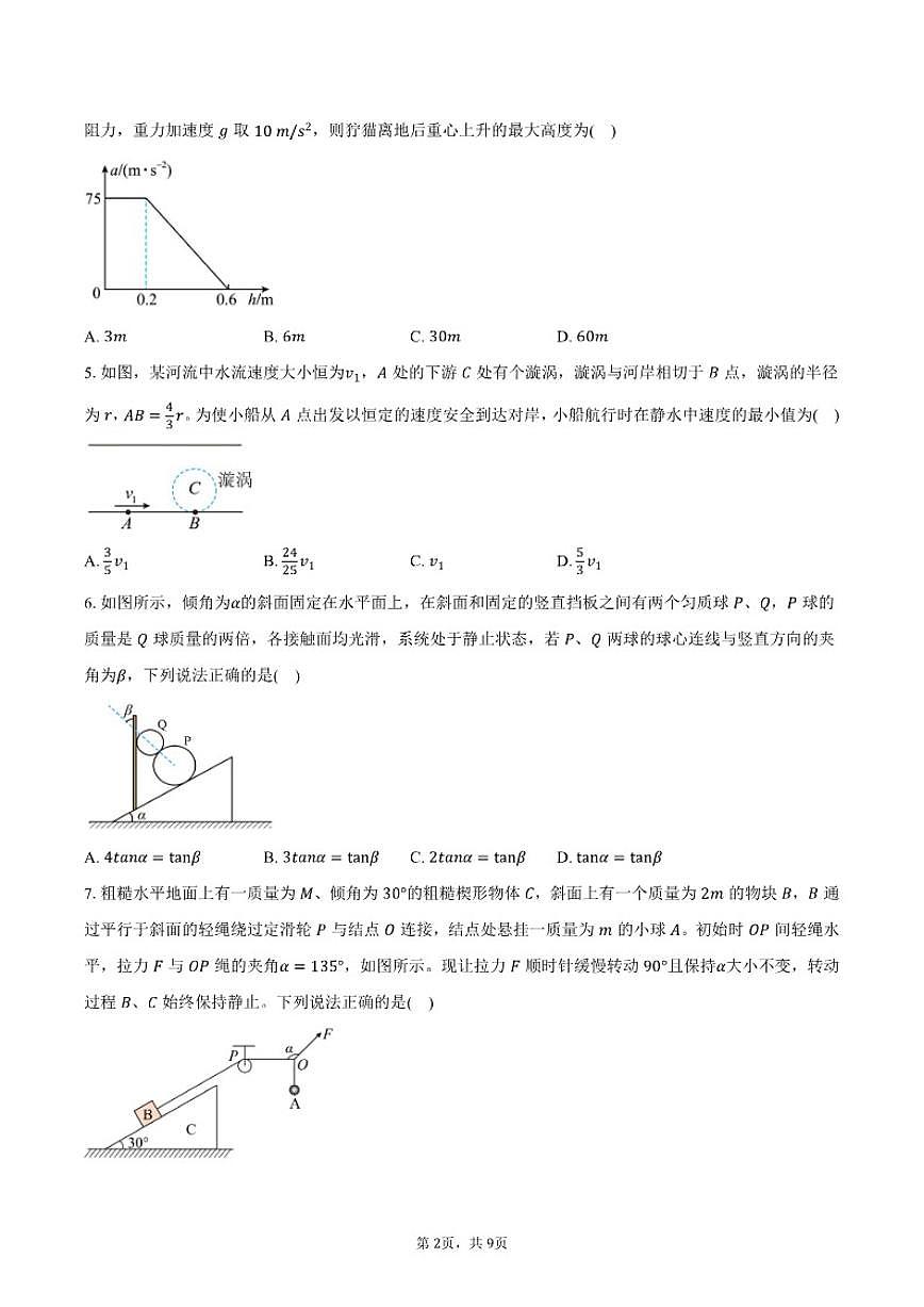 2025-2026学年四川省遂宁市射洪高一上学期1月期末拔尖创新人才素质监测物理试卷（含答案）第2页
