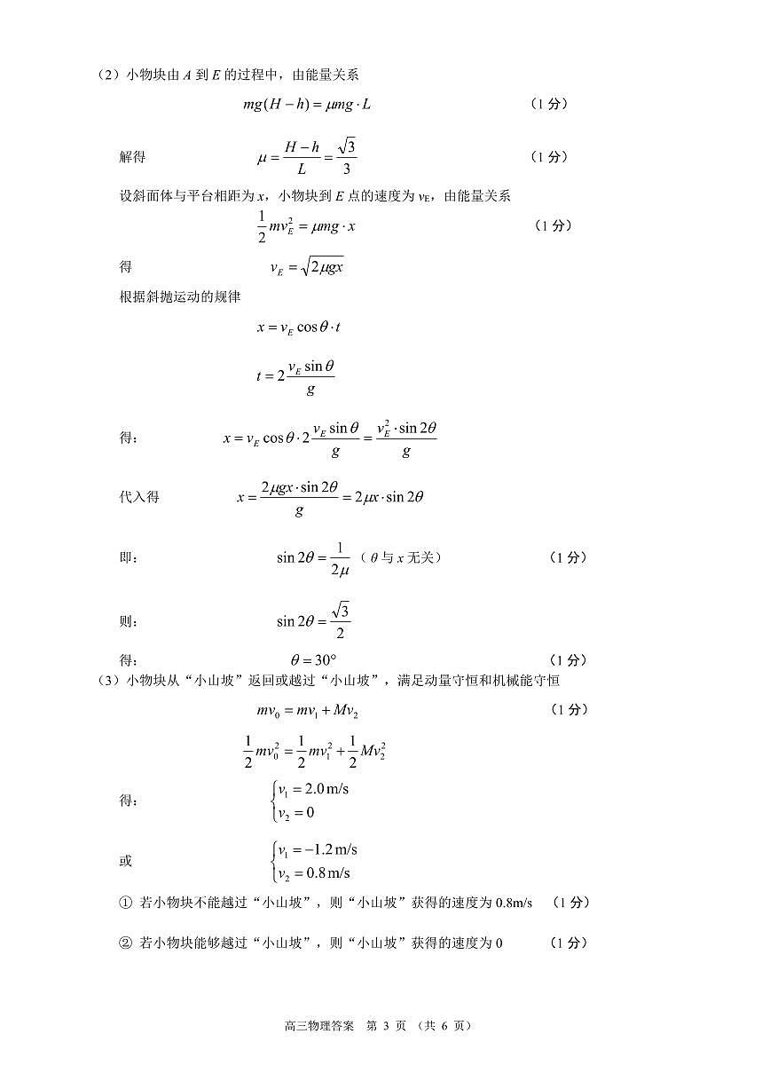 浙江省诸暨市2025年5月高三适应性考试-物理答案第3页