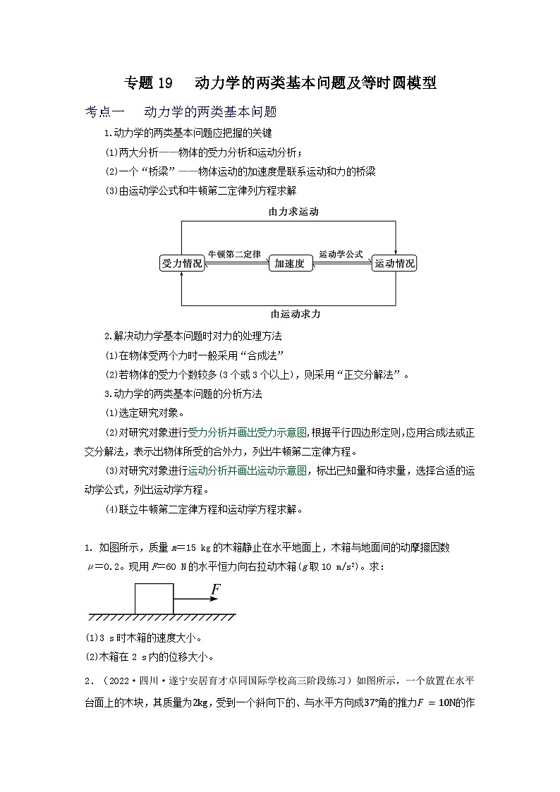 高考物理一轮复习核心考点突破练习专题19动力学的两类基本问题及等时圆模型（原卷版）第1页