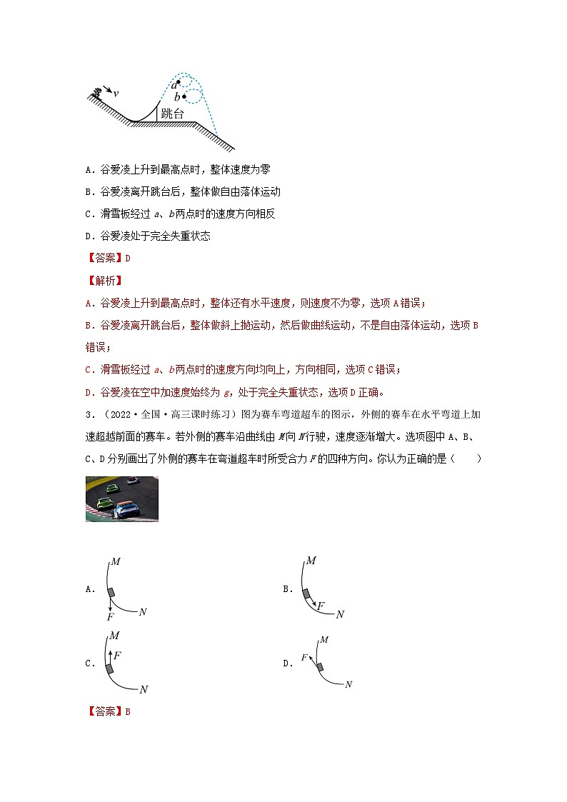 高考物理一轮复习核心考点突破练习专题23曲线运动 运动的合成与分解（解析版）第2页