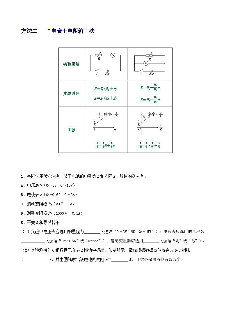 高考物理一轮复习核心考点突破练习专题65测量电源的电动势和内电阻（原卷版）第3页