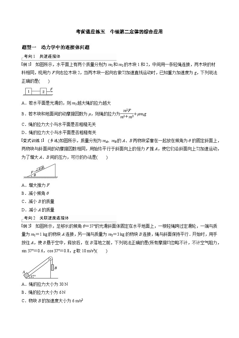 高考物理三轮冲刺 考前适应练习五　牛顿第二定律的综合应用（原卷版）第1页
