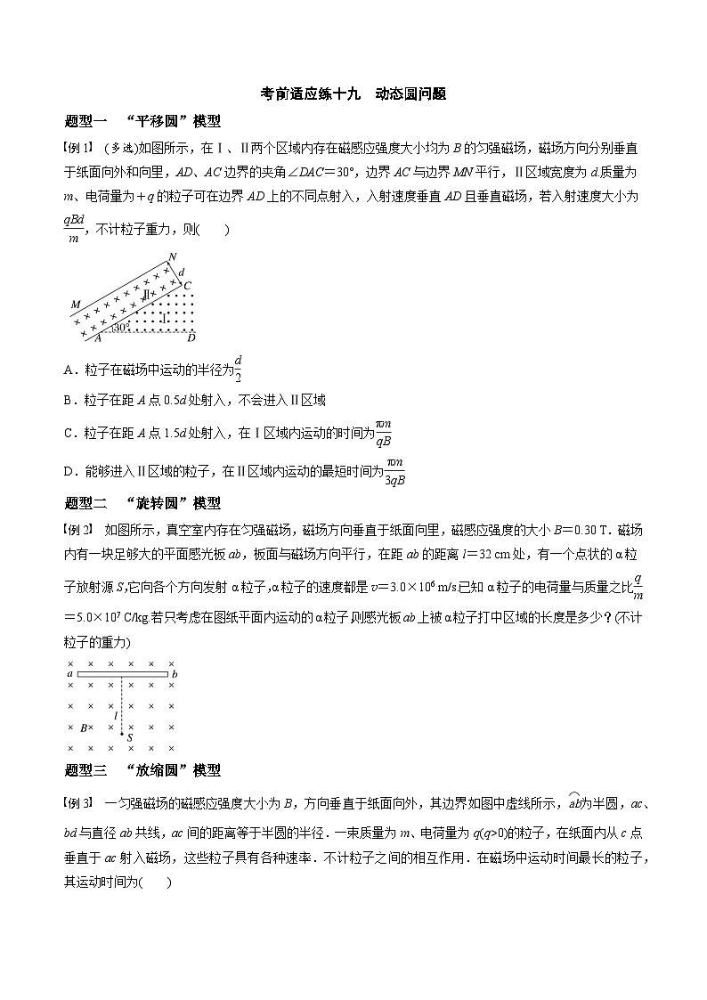 高考物理三轮冲刺 考前适应练习十九　动态圆问题（原卷版）第1页