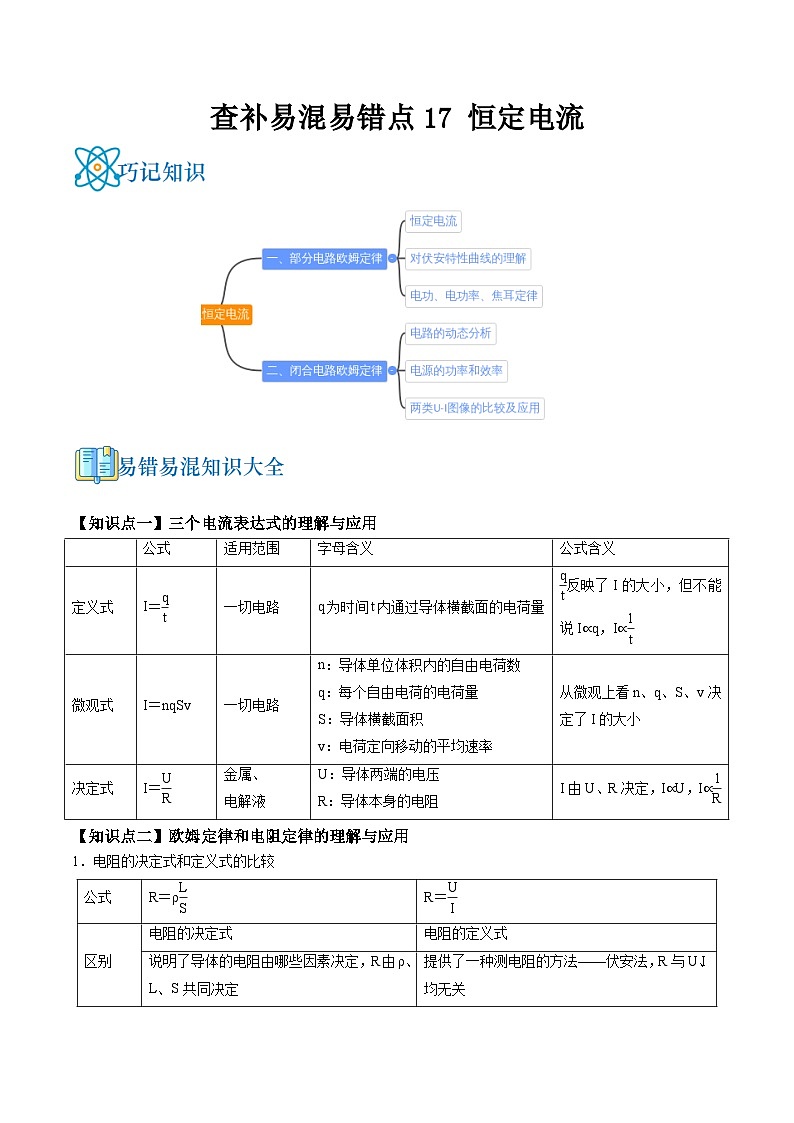 高考物理三轮复习冲刺过关练习易错点17 恒定电流（解析版）第1页