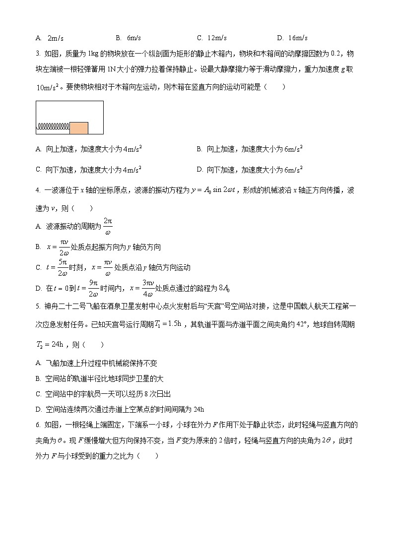 2026届湖南省株洲市高三上学期教学质量统一检测（一模）物理试题  Word版无答案第2页