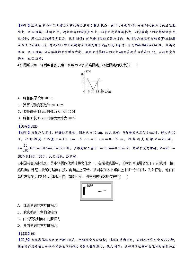 高考物理一轮复习小题多维练习第04练 重力 弹力 摩擦力（解析版）第2页