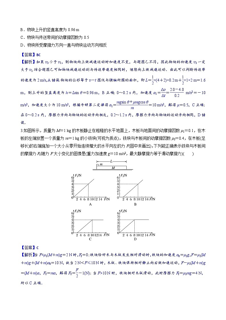 高考物理一轮复习小题多维练习第11练 动力学传送带模型和板块模型问题（解析版）第2页
