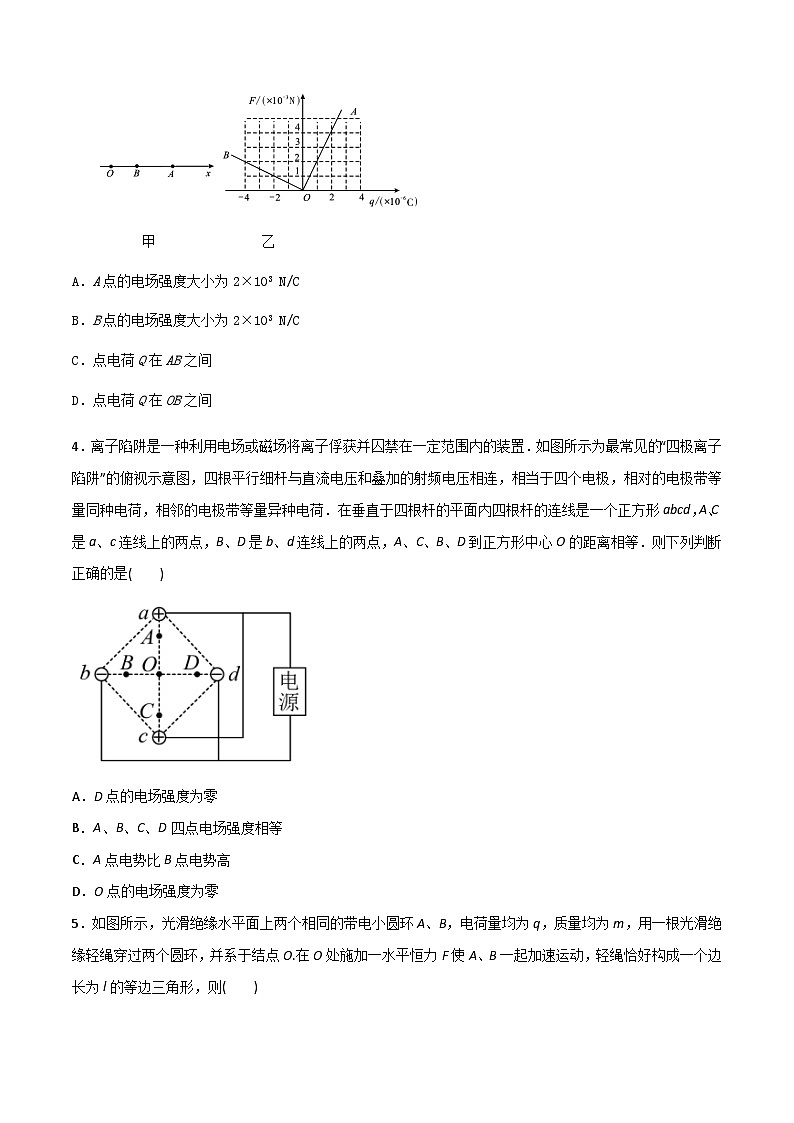高考物理一轮复习小题多维练习第19练 电场力的性质（原卷版）  第3页