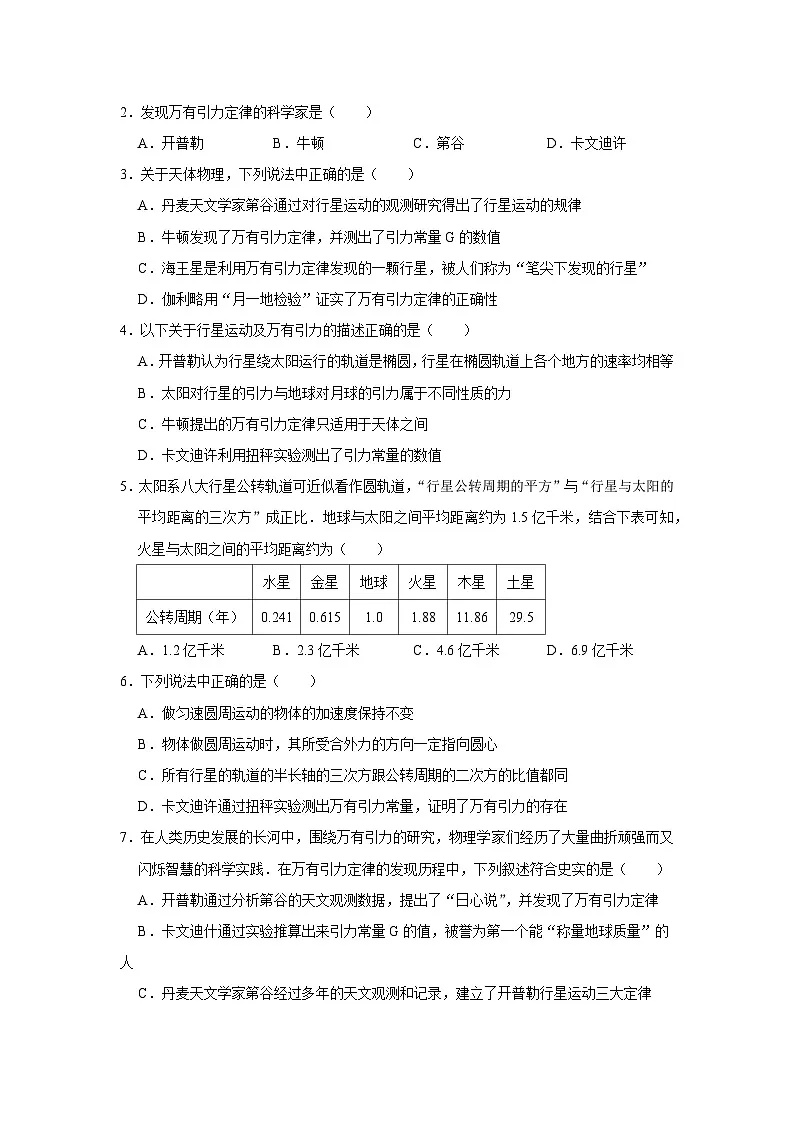 第4章第3节 人类对太空的不懈探索 高中物理必修二同步复习讲义（鲁科版2019）（原卷版）第2页