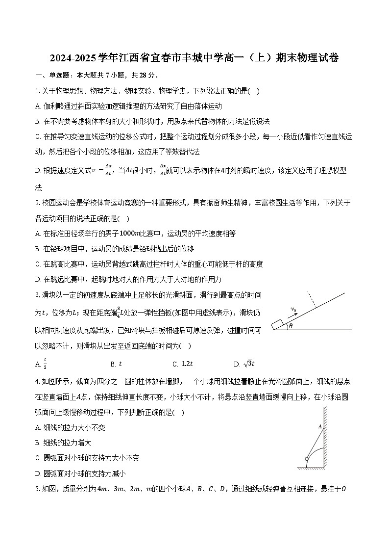 2024-2025学年江西省宜春市丰城中学高一（上）期末物理试卷（含答案）第1页