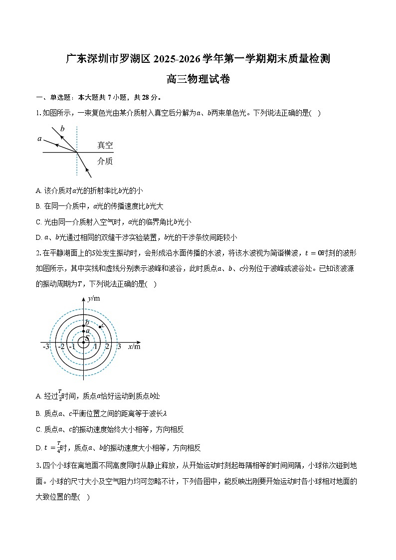 广东深圳市罗湖区2025-2026学年第一学期期末质量检测高三物理试卷（含答案）第1页