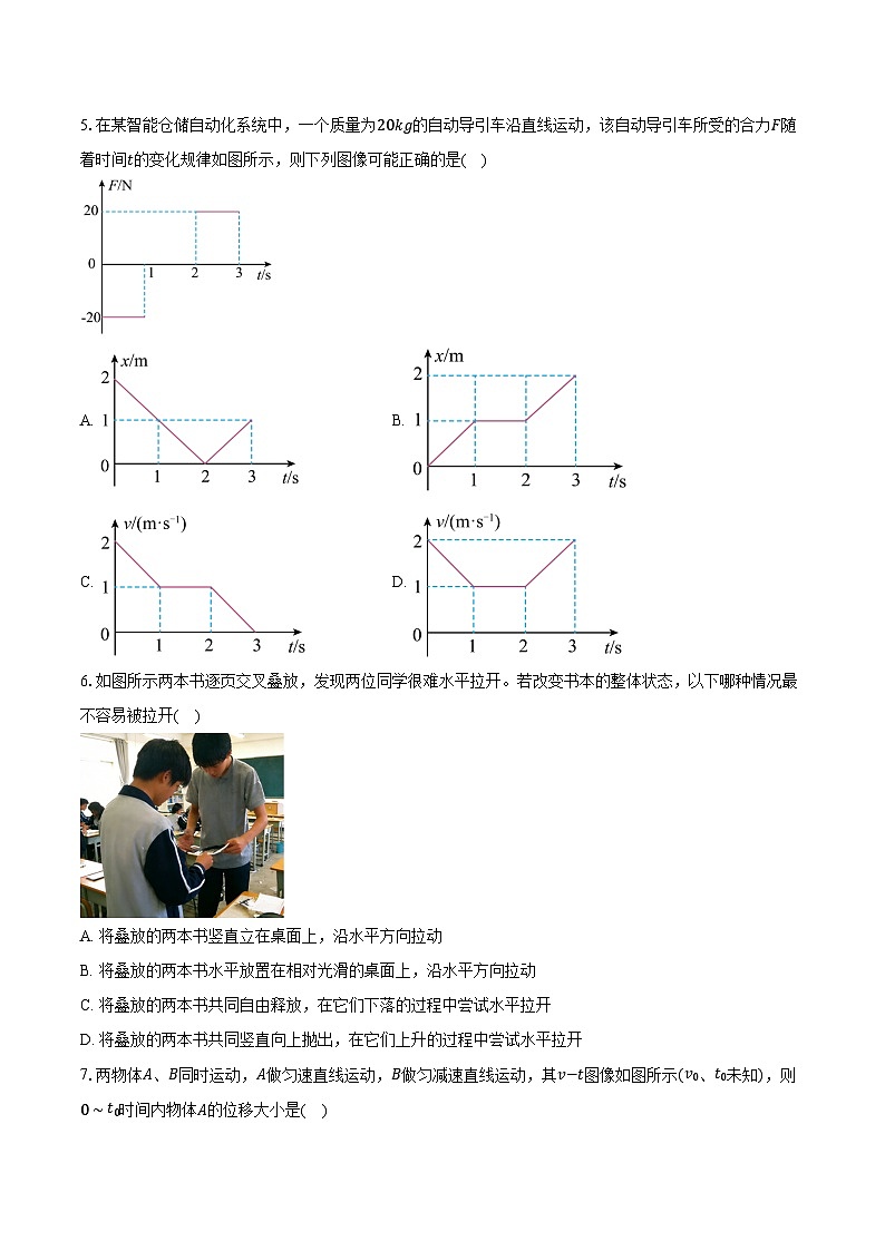 山东菏泽市2025-2026学年高一上学期期末物理试卷（含答案）第2页