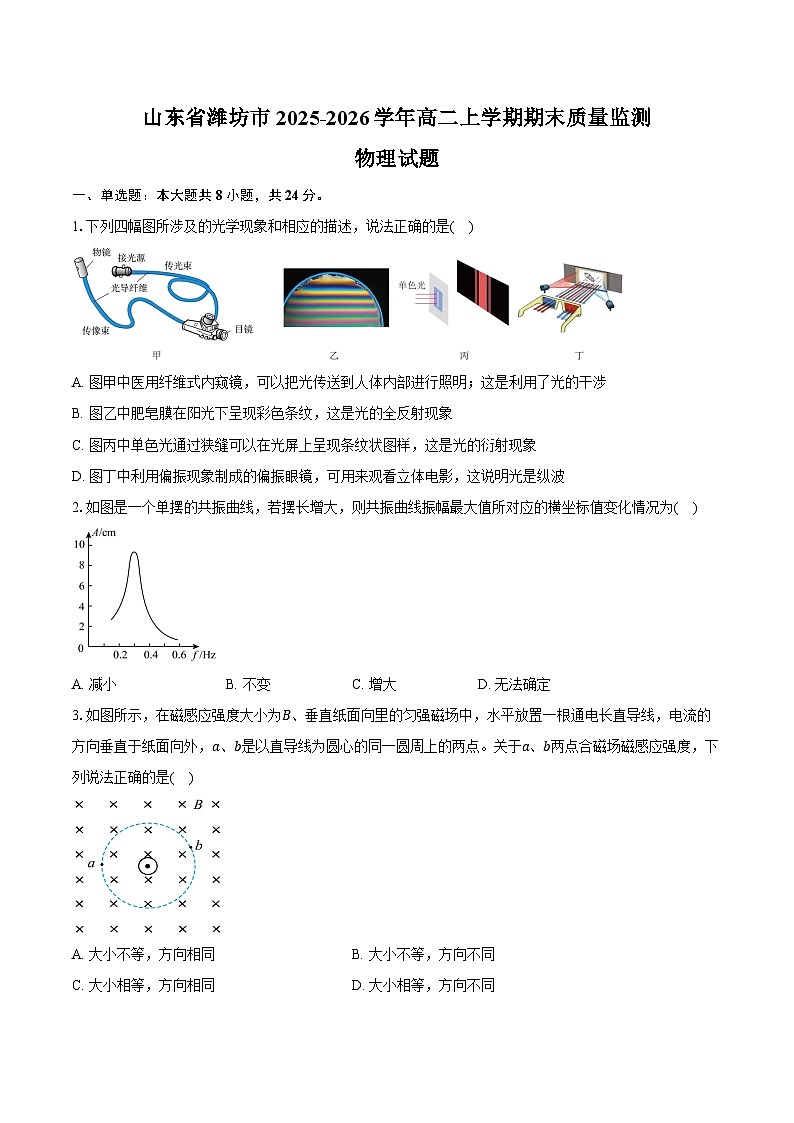 山东省潍坊市2025-2026学年高二上学期期末质量监测物理试卷（含答案）第1页