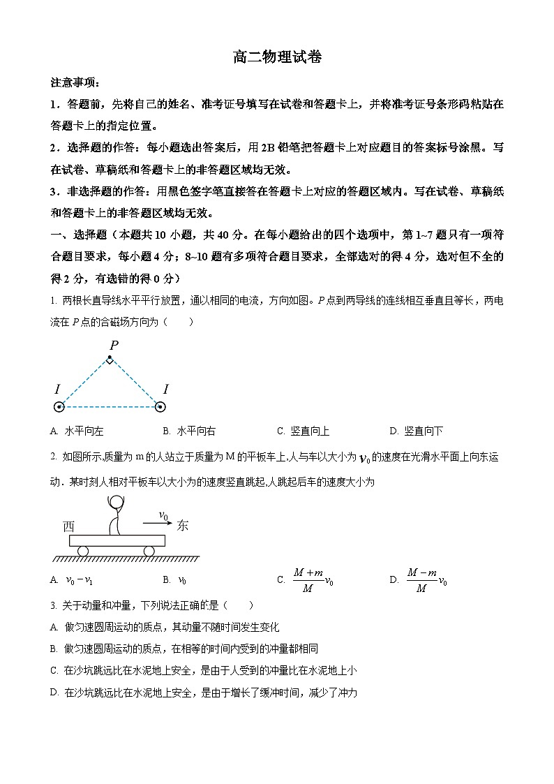 湖北黄石市2025-2026学年高二上学期期末物理试卷（试卷+解析）第1页