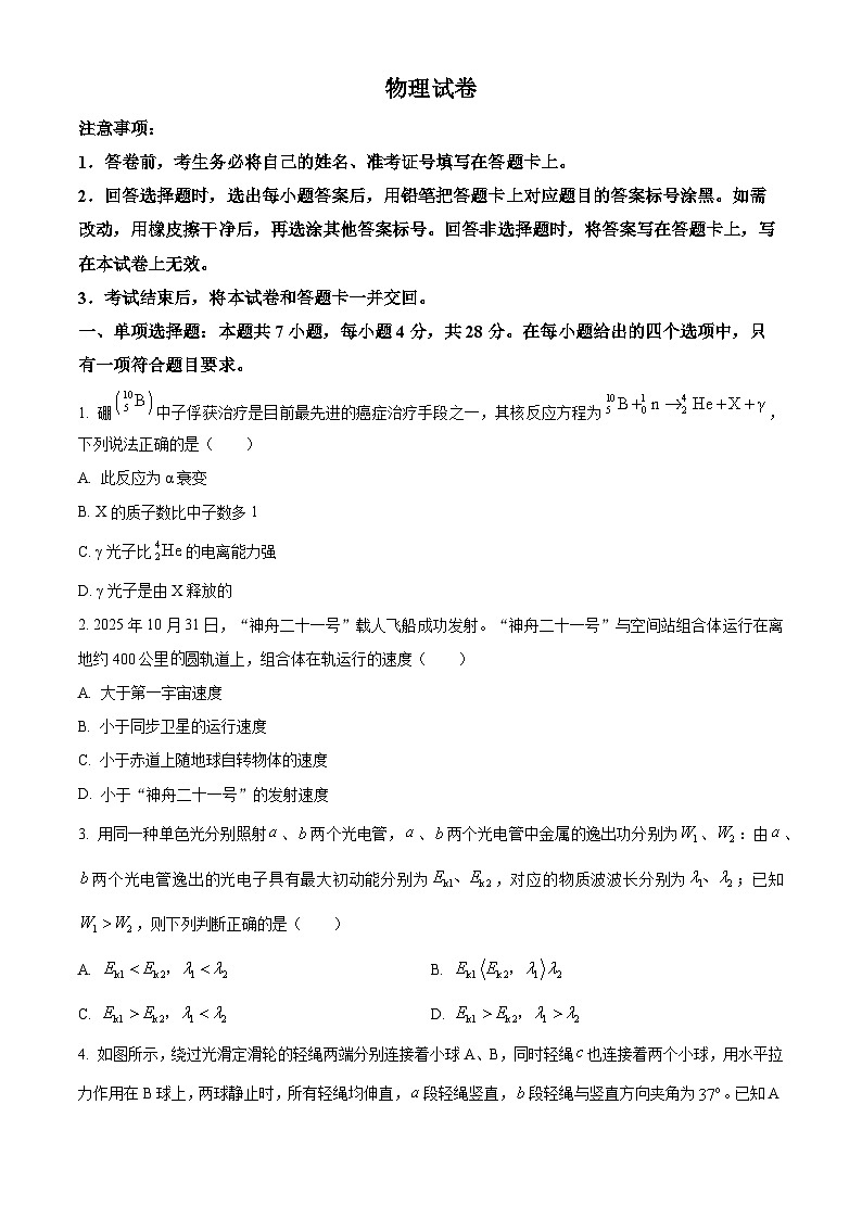 2026届陕西省西安市新城区高三三模物理试题（试卷+解析）高考模拟第1页