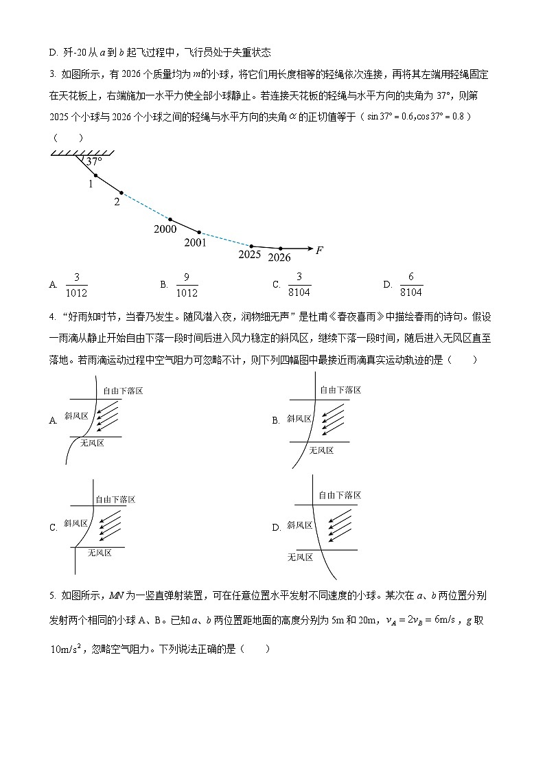 河南洛阳市2025-2026学年高一上学期2月期末考试物理试卷（试卷+解析）第2页