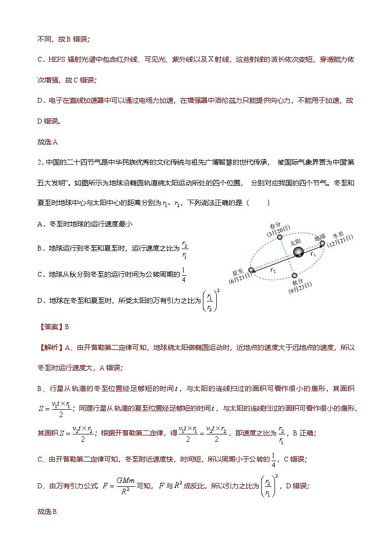 2月广东广州荔湾区广雅中学高三下学期月考物理试卷（解析版）-A4第2页