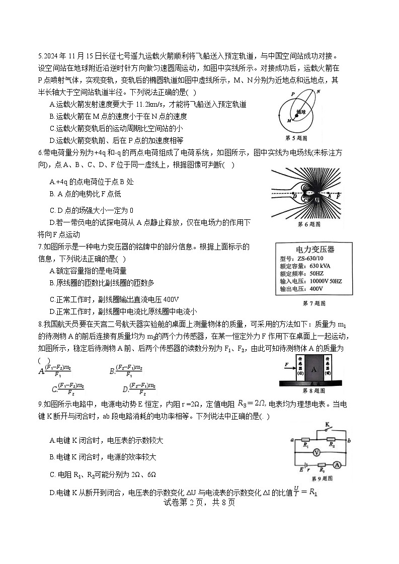 浙江省杭州市部分重点中学2024-2025学年高二下学期开学考试物理试卷第2页