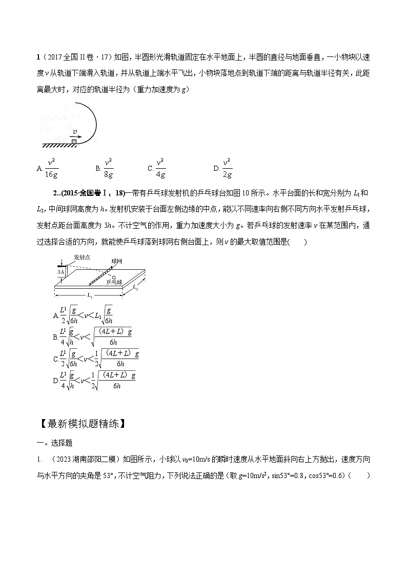 高考物理一轮复习考点通关练习4.4抛体运动极值问题（原卷版）第2页