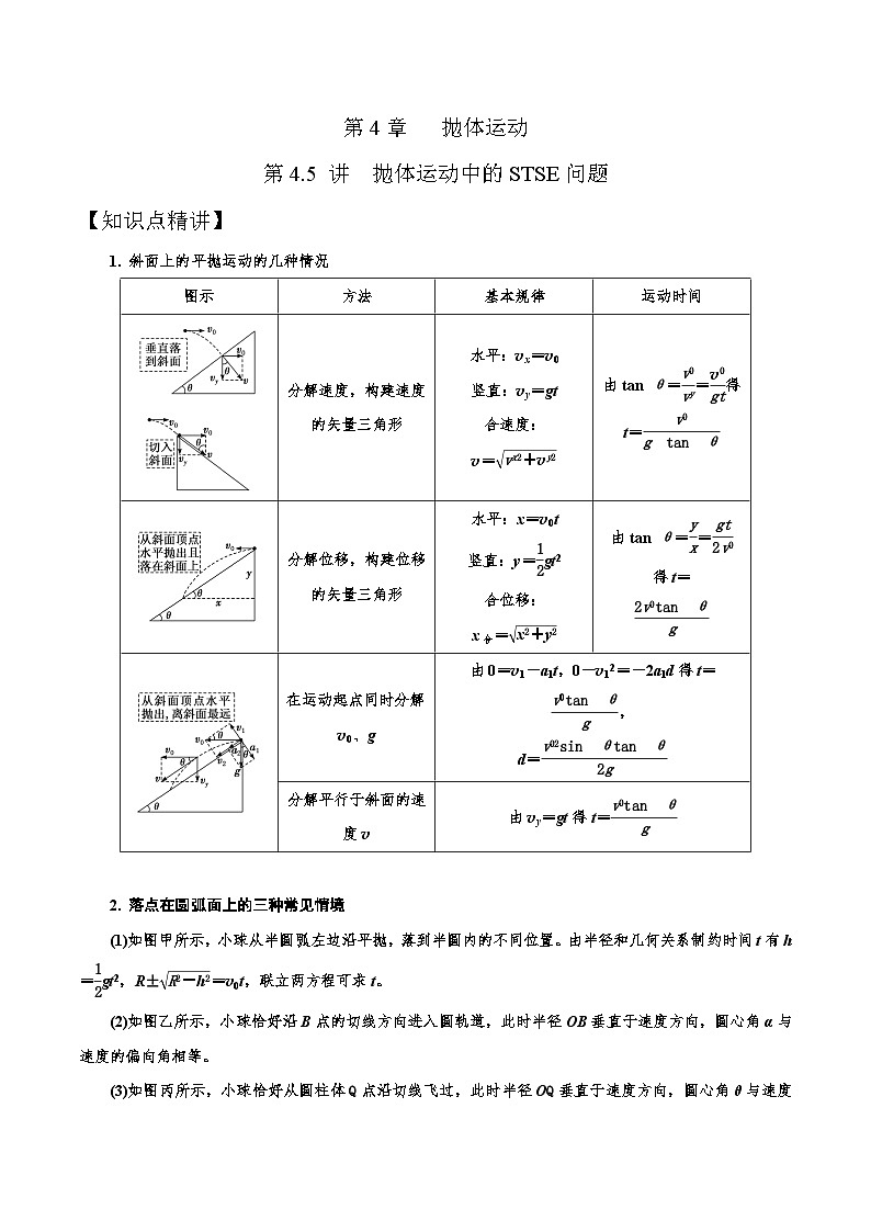 高考物理一轮复习考点通关练习4.5抛体运动中的STSE问题（解析版）第1页