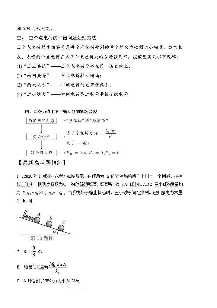 高考物理一轮复习考点通关练习10.1库仑定律（原卷版）第3页