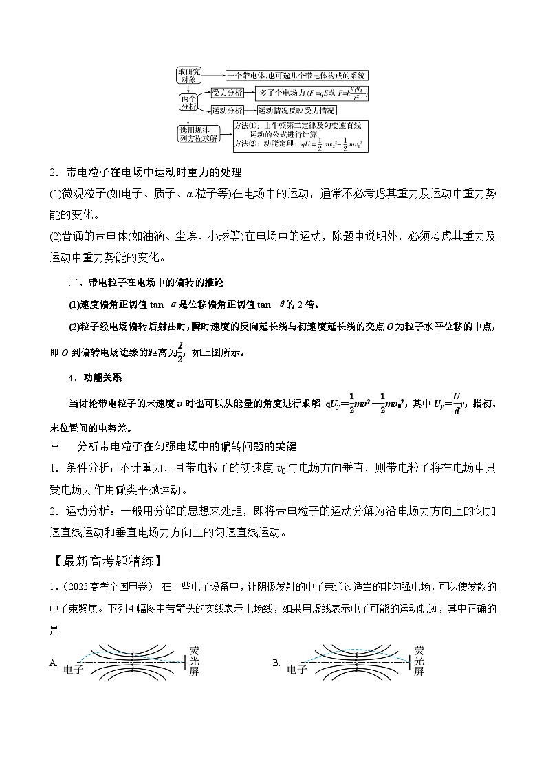 高考物理一轮复习考点通关练习10.6带电粒子在电场中的运动（原卷版）第2页