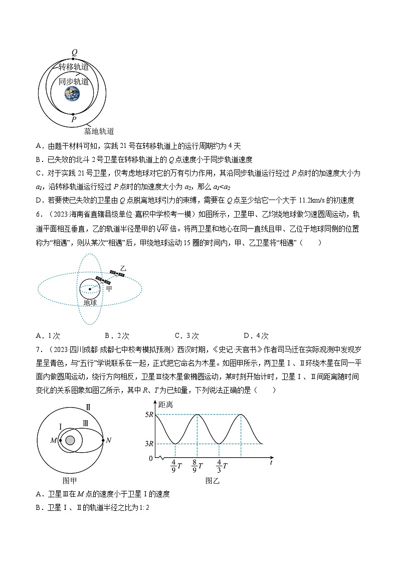 高考物理一轮复习考点讲练测第24讲 卫星变轨问题 双星模型（练习）（原卷版）第3页