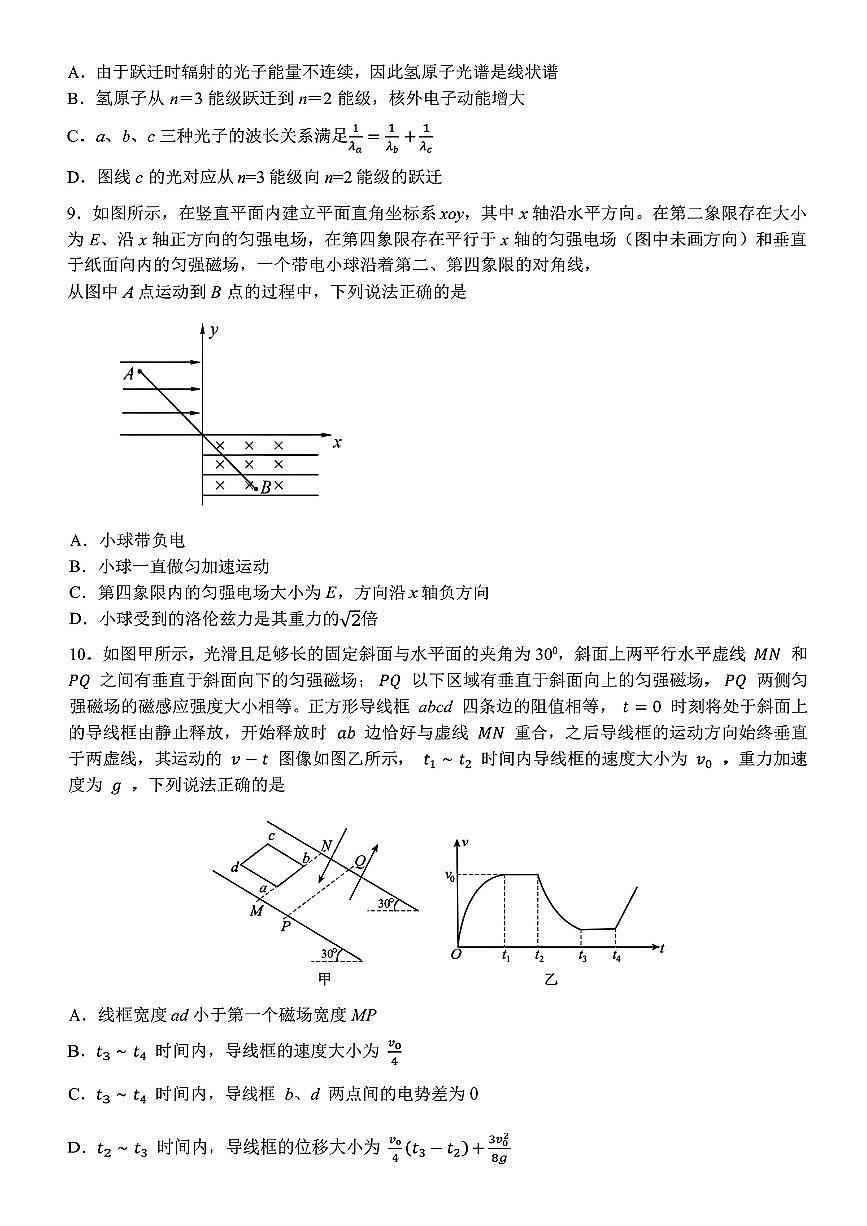 2026届东北三省三校（哈师大附中、东北师大附中、辽宁实验）高三下学期一模物理试卷+答案第3页