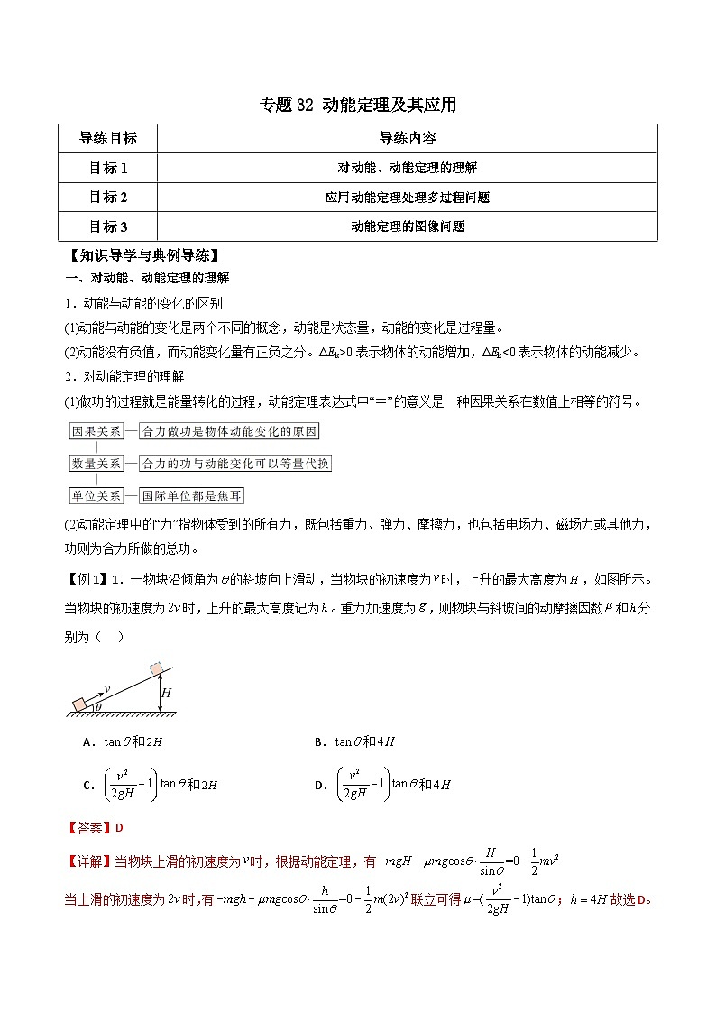 高考物理一轮复习单元综合训练专题32 动能定理及其应用（解析版）第1页