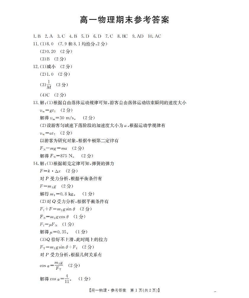 物理答案_扫描版第1页