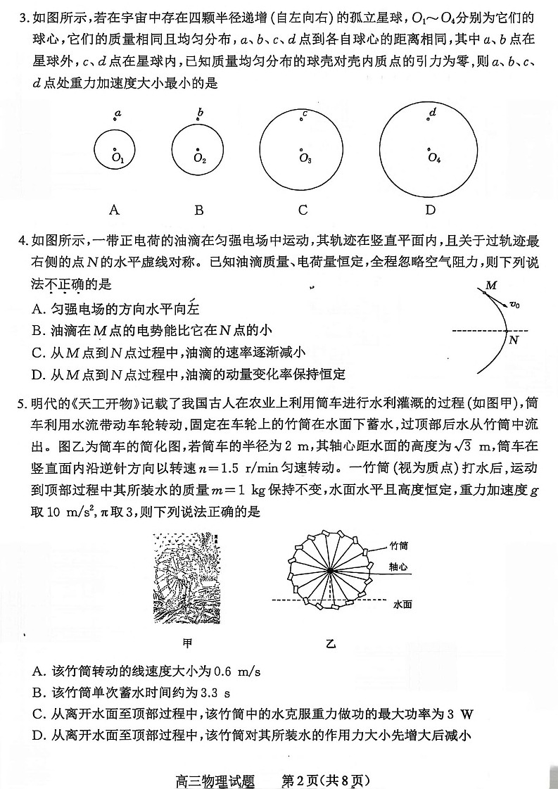 山西省大同市2026届高三下学期高考一模物理试卷第2页