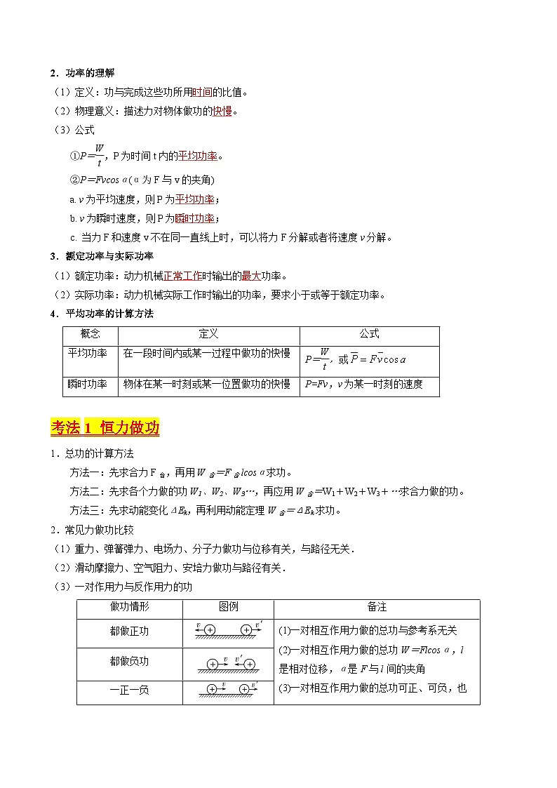 高考物理一轮复习考点精讲精练考点21 功 功率和机车启动问题（解析版）第3页