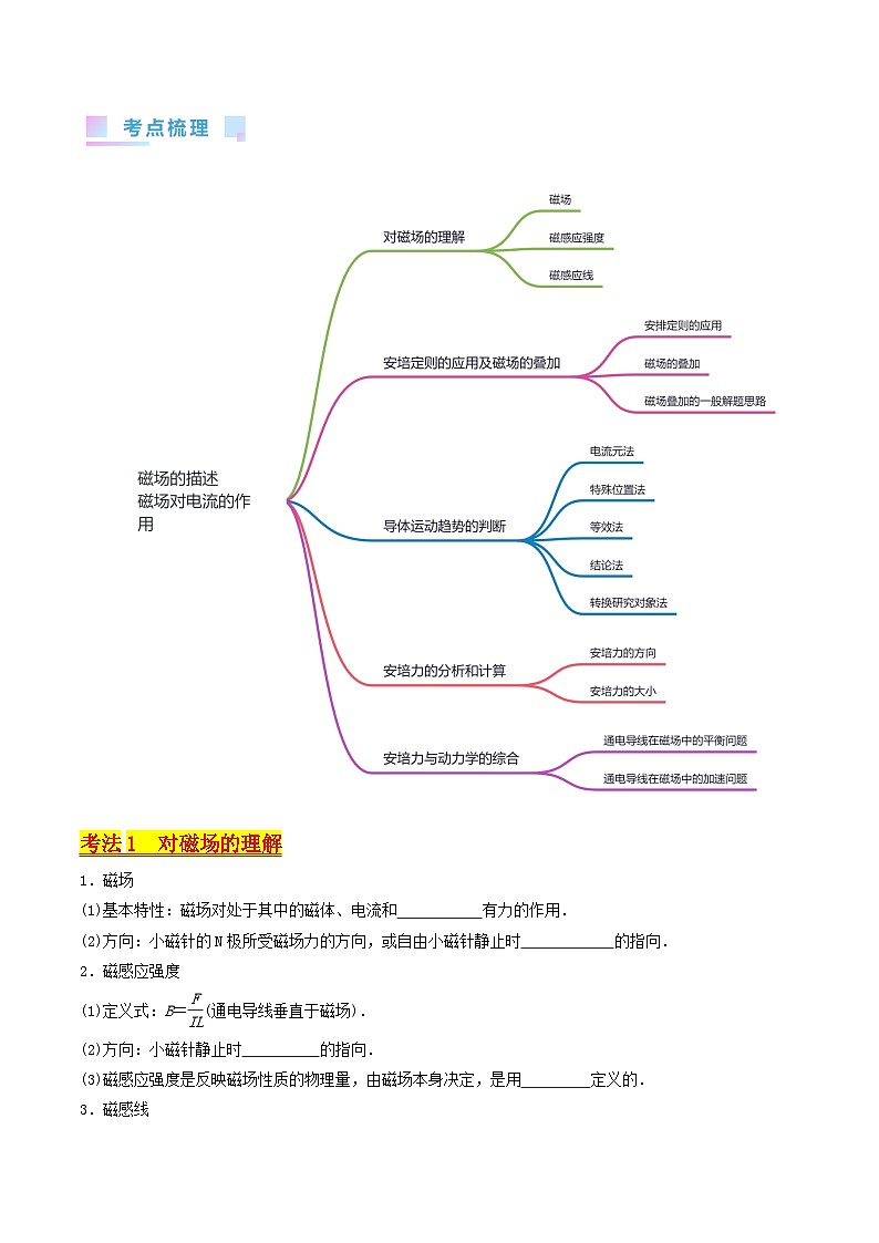 高考物理一轮复习考点精讲精练考点45  磁场的描述  磁场对电流的作用（原卷版）第2页