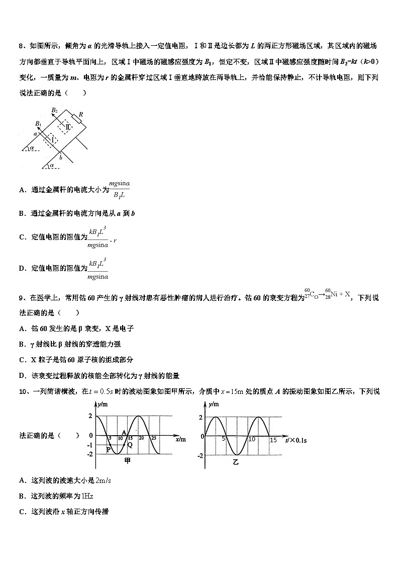 2026届江西省安福第二中学高考临考冲刺物理试卷含解析第3页