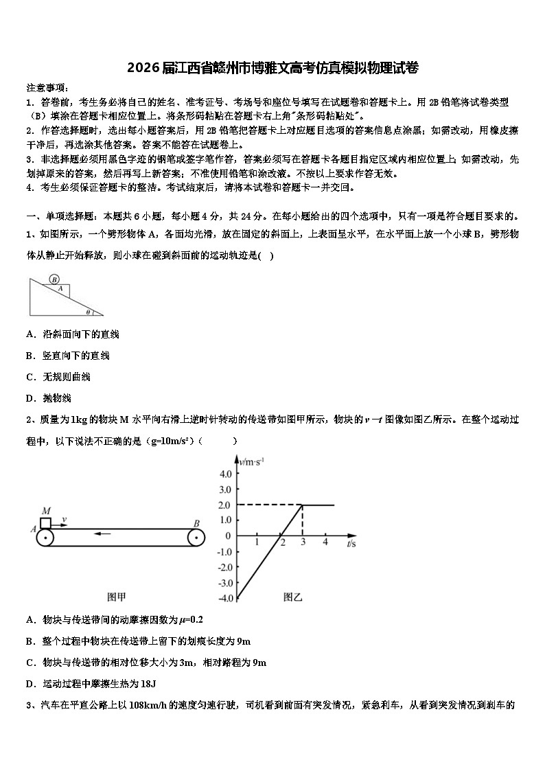 2026届江西省赣州市博雅文高考仿真模拟物理试卷含解析第1页
