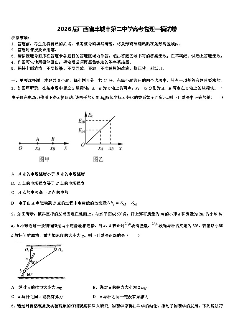2026届江西省丰城市第二中学高考物理一模试卷含解析第1页
