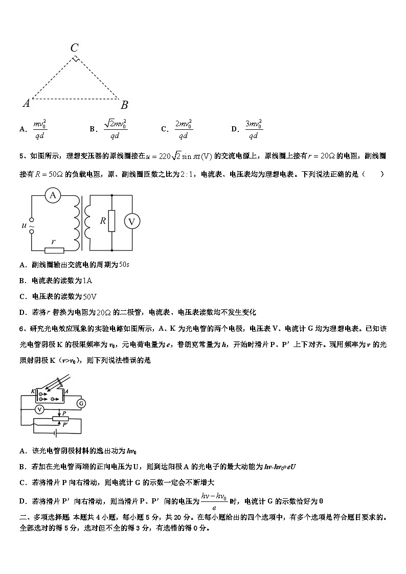 2026届江西省抚州市临川区第二中学高考冲刺押题（最后一卷）物理试卷含解析第2页