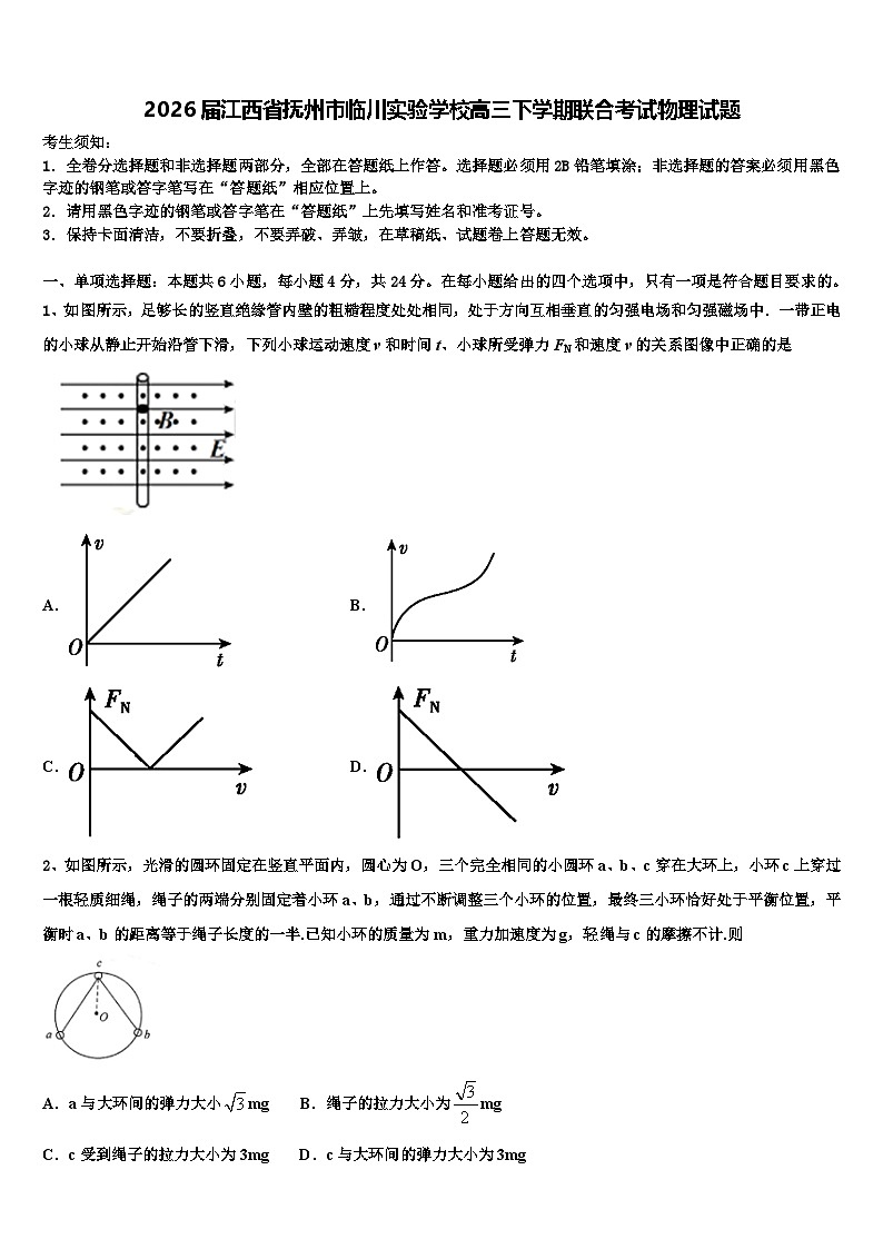 2026届江西省抚州市临川实验学校高三下学期联合考试物理试题含解析第1页