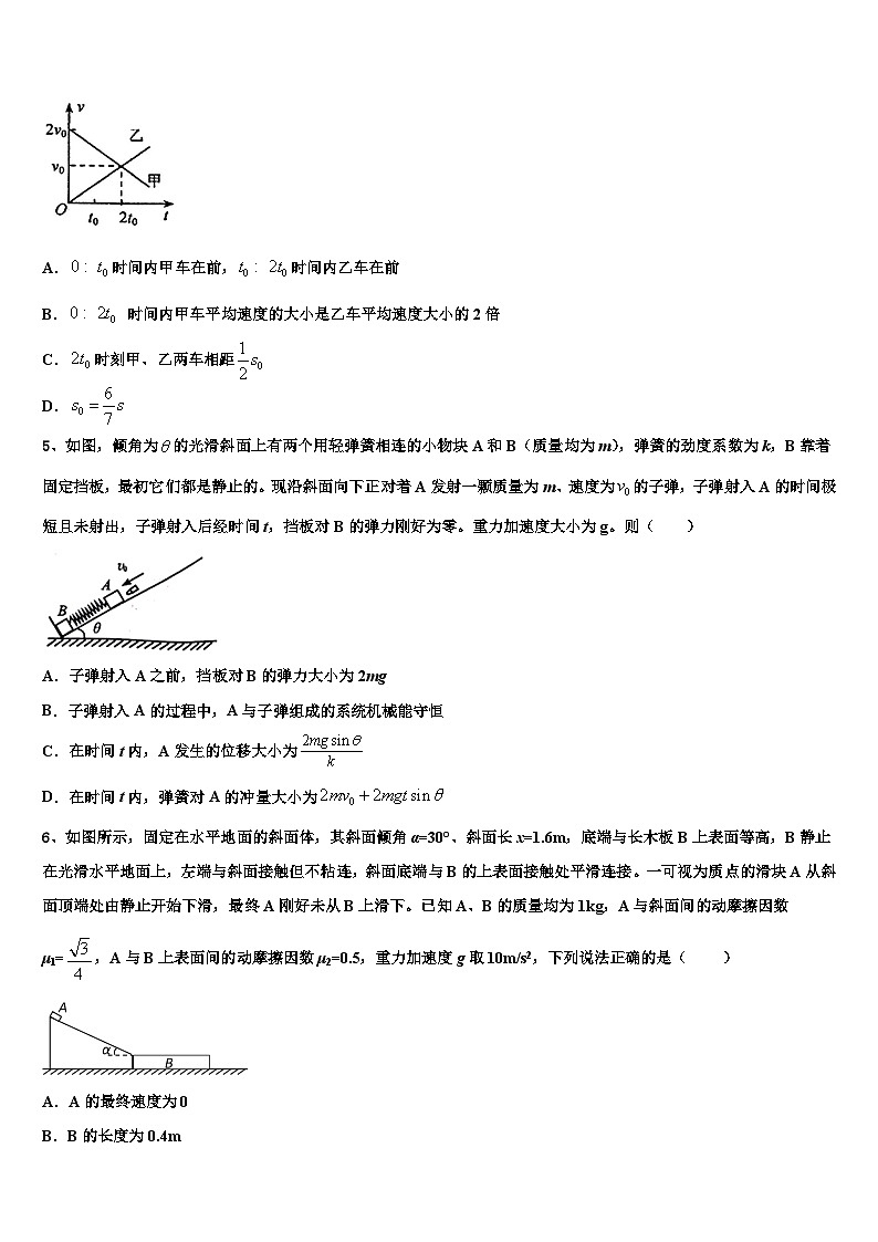 2026届江西省赣州市重点中学高考冲刺模拟物理试题含解析第2页