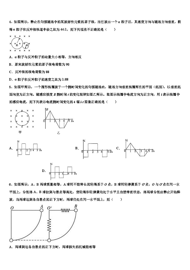 2026届江西省吉安市重点高中高考考前提分物理仿真卷含解析第2页